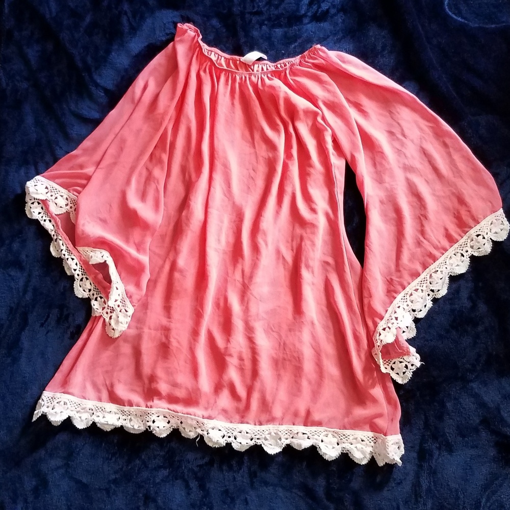 Coral bell sleeve dress